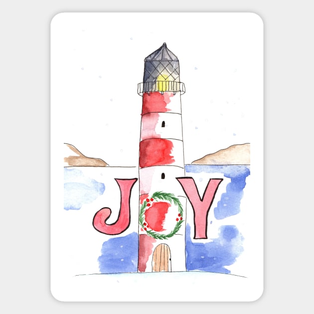 Whimsical Lighthouse at Christmastime Sticker by Sandraartist